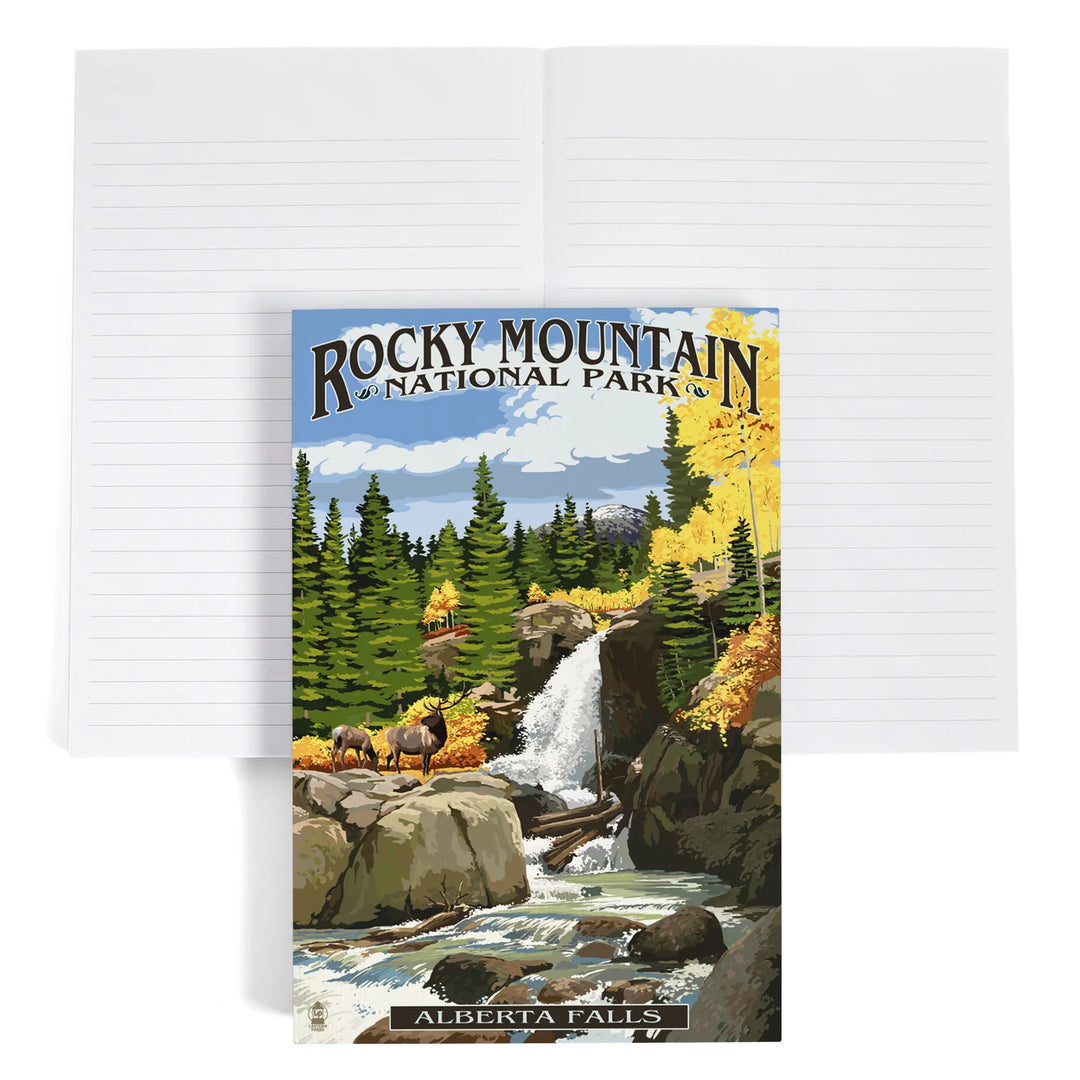 Lined 6x9 Journal, Rocky Mountain National Park, Colorado, Alberta Falls, Lay Flat, 193 Pages, FSC paper