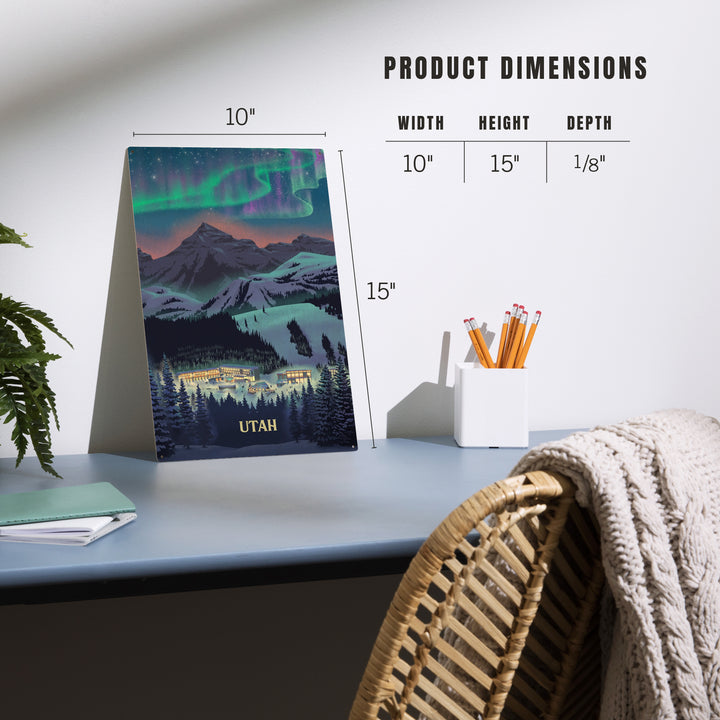 Utah, Village under Northern Lights, Wood Sign and Postcards