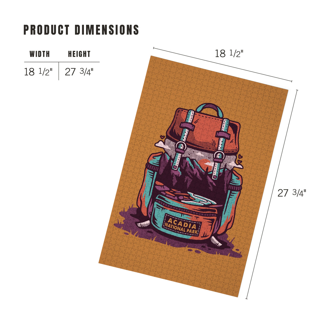 Acadia National Park, Maine, Backpack, Wander More, Distressed Vector, Jigsaw Puzzle
