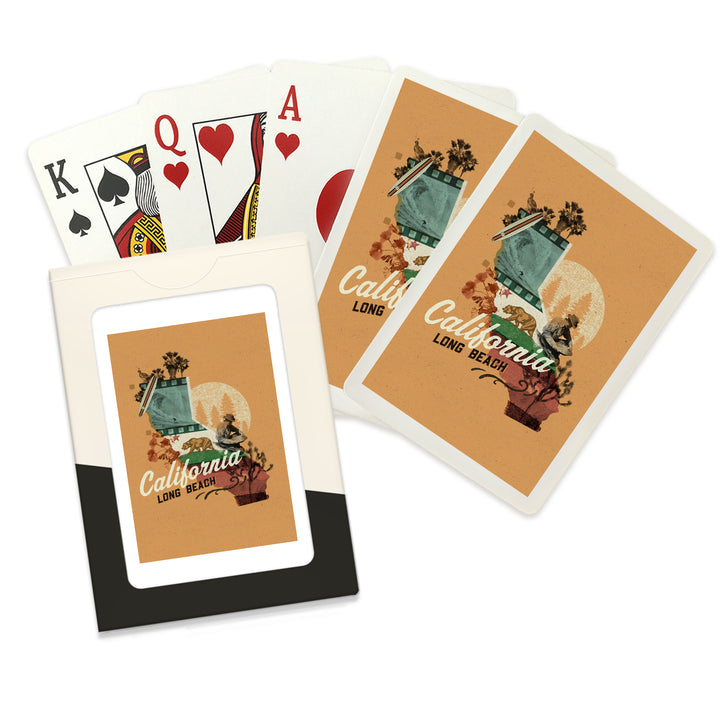 Playing Cards, Long Beach, California, State Photomontage, State Series, 52 Card Deck with Jokers in Box, Unique Art