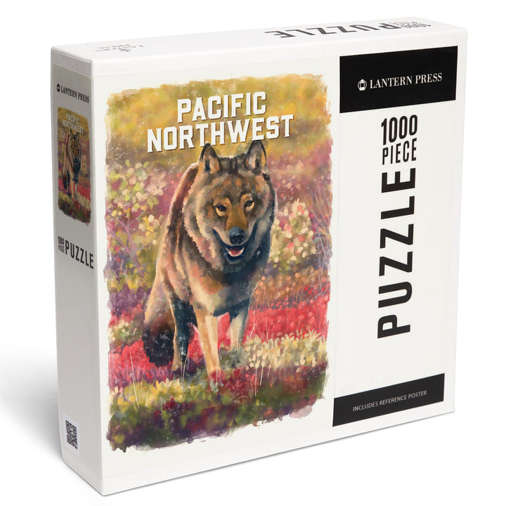 Pacific Northwest, Watercolor Study, Gray Wolf, 1000 Piece Jigsaw Puzzle