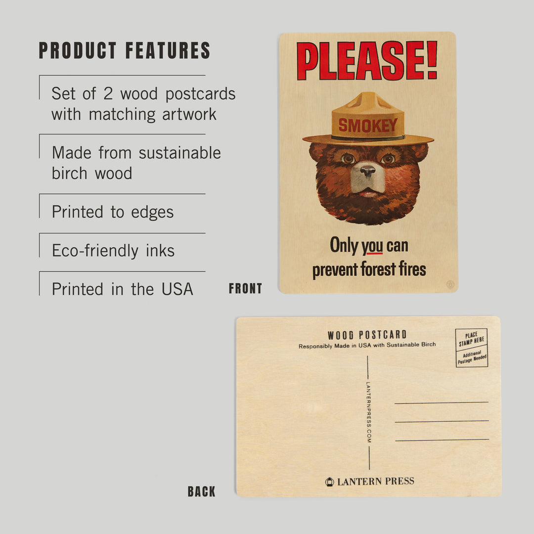 Smokey Bear Vintage Poster, Only You Can Prevent, Wood Sign and Postcards
