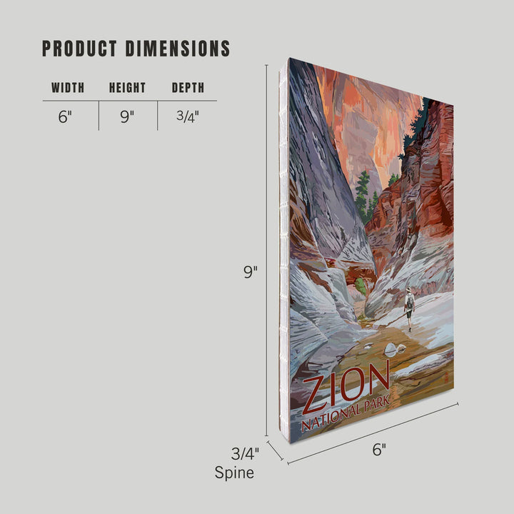 Lined 6x9 Journal, Zion National Park, Utah, Slot Canyon, Illustration, Lay Flat, 193 Pages, FSC paper