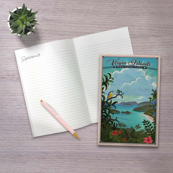 Lined 6x9 Journal, Virgin Islands National Park, Lithograph, Lay Flat, 193 Pages, FSC paper