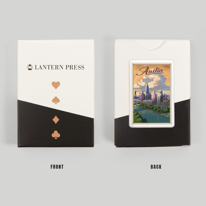 Playing Cards, Austin, Texas, Lithograph, City Series, 52 Card Deck with Jokers in Box, Unique Art