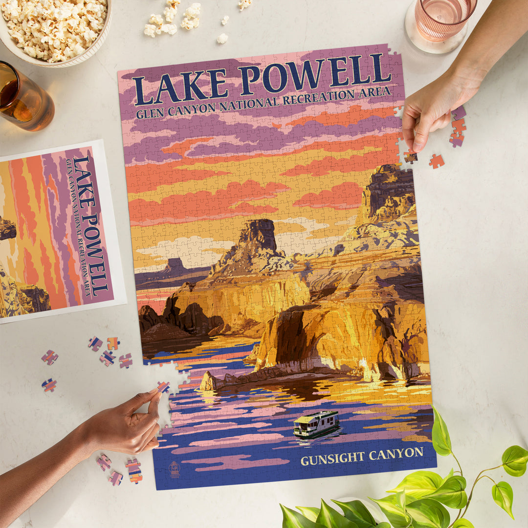 Lake Powell, Gunsight Canyon and Sunset, Jigsaw Puzzle