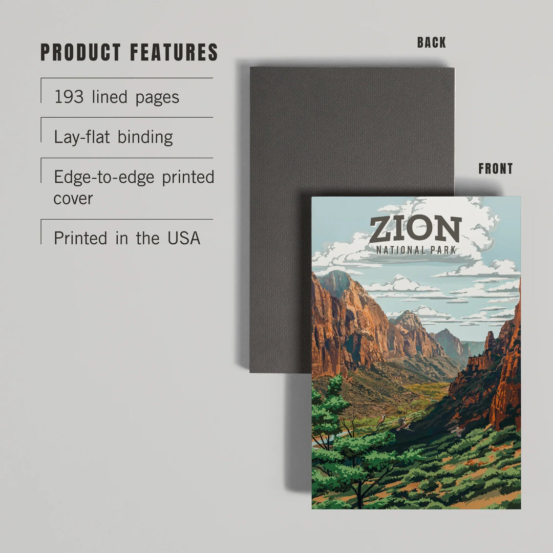Lined 6x9 Journal, Zion National Park, Utah, Painterly National Park Series, Lay Flat, 193 Pages, FSC paper