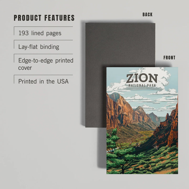 Lined 6x9 Journal, Zion National Park, Utah, Painterly National Park Series, Lay Flat, 193 Pages, FSC paper