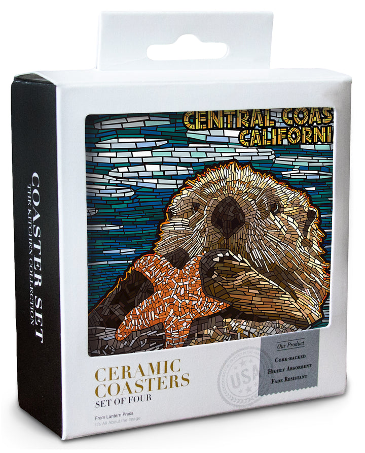Central Coast, California, Sea Otter, Mosaic, Coaster Set