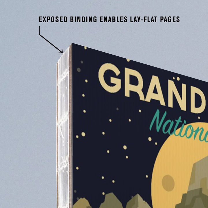 Lined 6x9 Journal, Grand Teton National Park, Wyoming, Nighttime Geometric, Lay Flat, 193 Pages, FSC paper