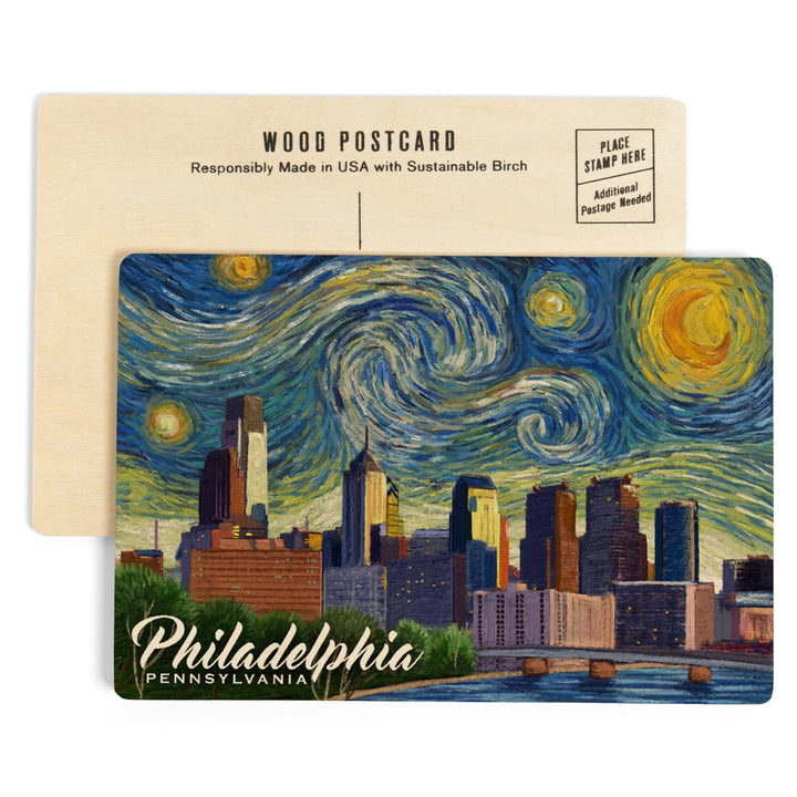 Philadelphia, Pennsylvania, Starry Night City, Wood Sign and Postcards