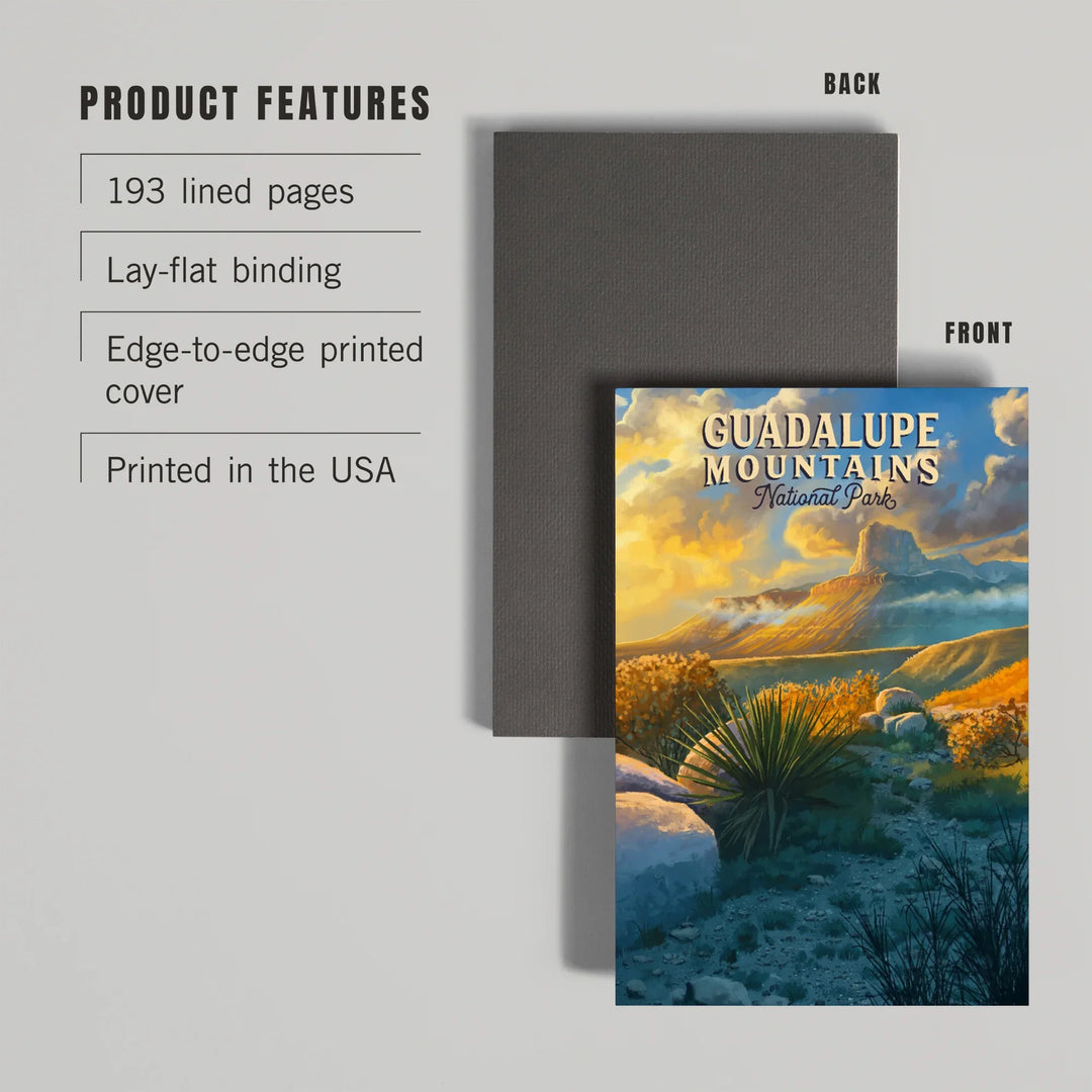 Lined 6x9 Journal, Guadalupe Mountains National Park, Oil Painting, Lay Flat, 193 Pages, FSC paper