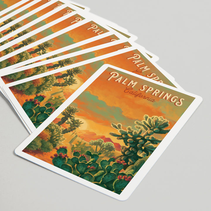 Playing Cards, Palm Springs, California, Oil Painting Series, Cholla Cactus, 52 Card Deck with Jokers in Box, Unique Art