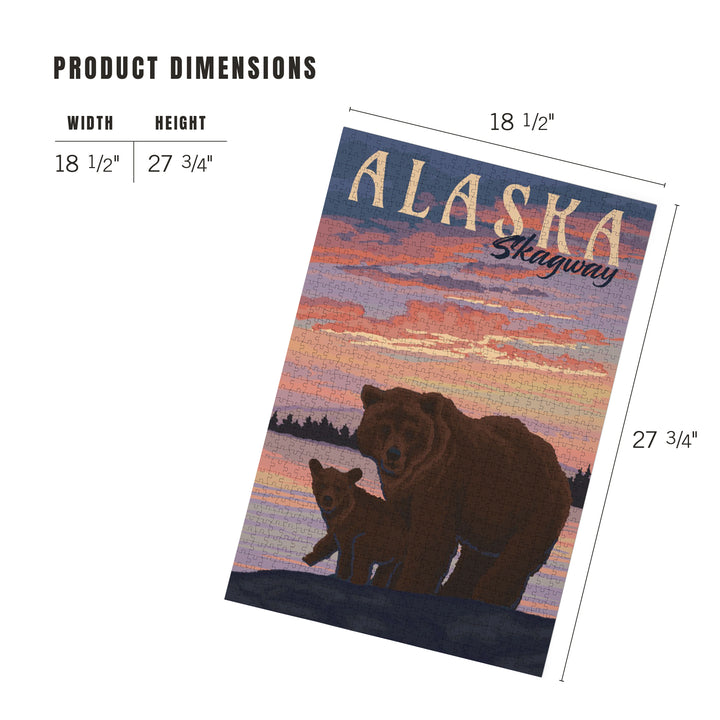 Skagway, Alaska, Painterly, Bear and Cub at Sunset, Jigsaw Puzzle