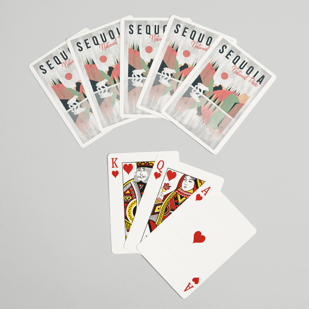 Playing Cards, Sequoia National Park, Bear, Geometric Opacity, 52 Card Deck with Jokers in Box, Unique Art