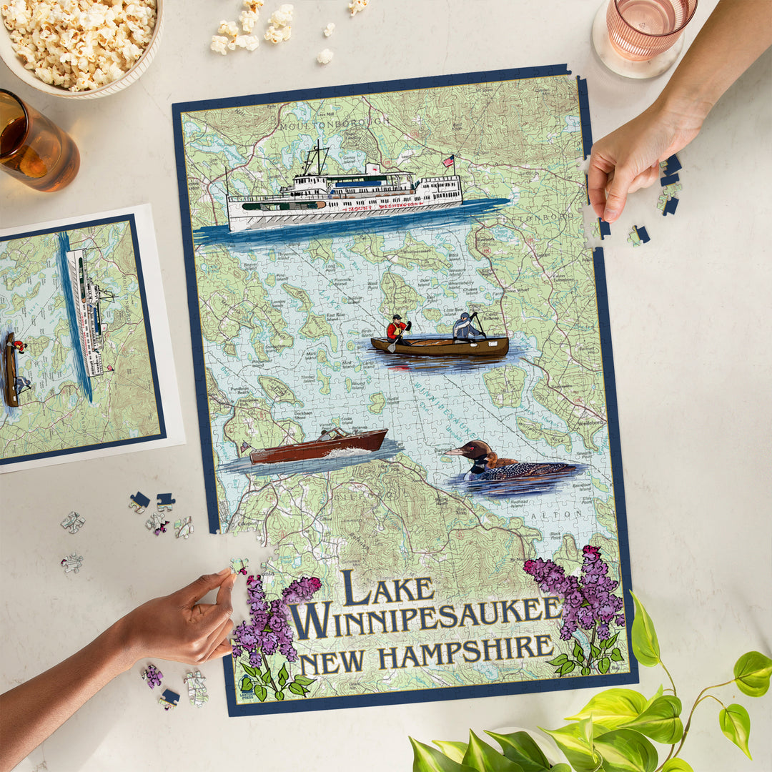 Lake Winnipesaukee, New Hampshire, Lake Chart, Jigsaw Puzzle