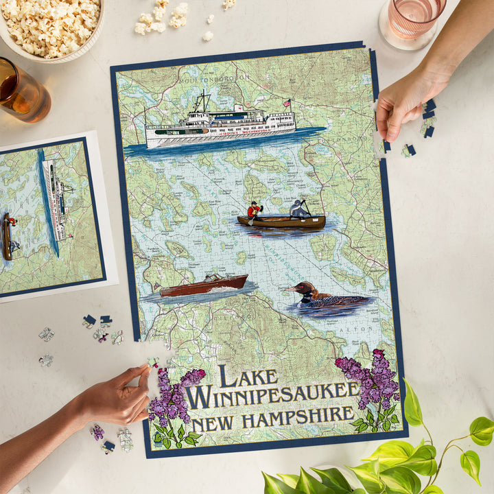 Lake Winnipesaukee, New Hampshire, Lake Chart, Jigsaw Puzzle