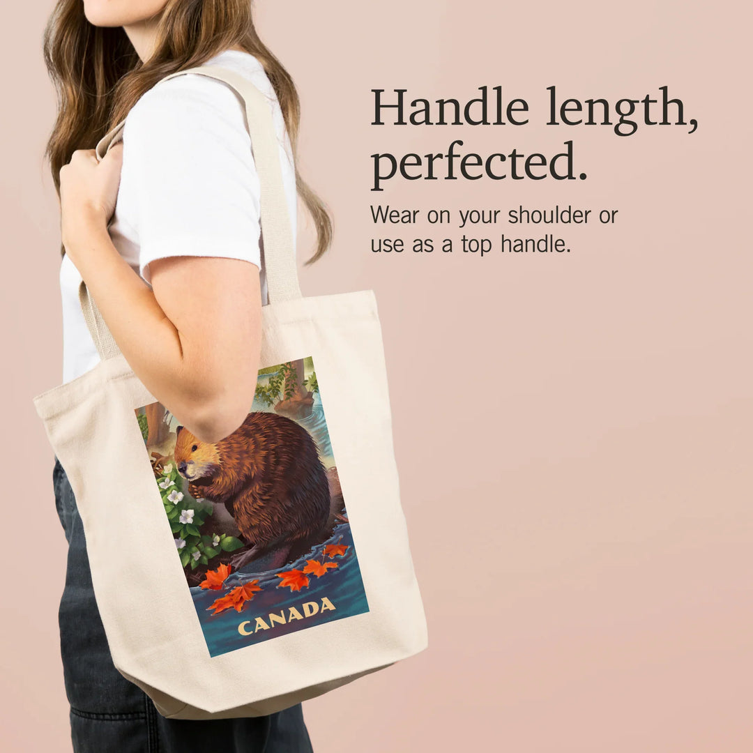 Canada, Lithograph, Beaver, Tote Bag