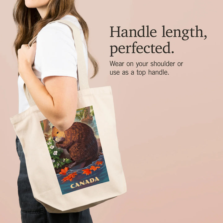 Canada, Lithograph, Beaver, Tote Bag