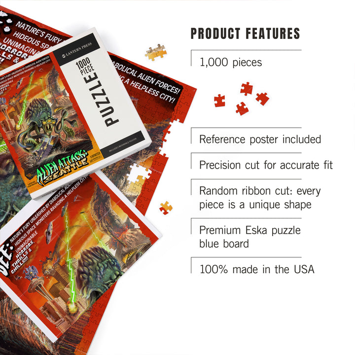 Seattle Alien Attack, 1000 Piece Jigsaw Puzzle - Lantern Press
