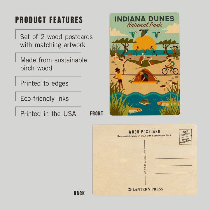 Indiana Dunes National Park, Indiana, Geometric, Wood Sign and Postcards