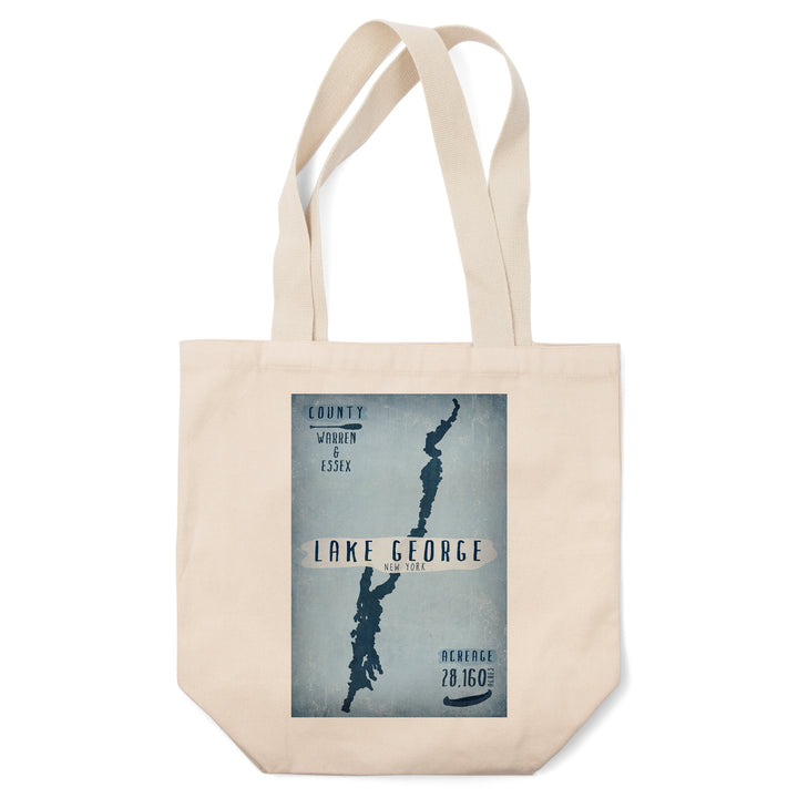 Lake George, New York, Lake Essentials, Shape, Acreage & County, Lantern Press Artwork, Tote Bag