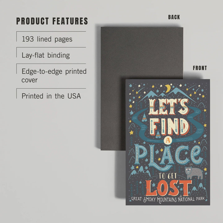 Lined 6x9 Journal, Great Smoky Mountains National Park, Tennessee, Let's Find a Place to Get Lost Press, Lay Flat, 193 Pages, FSC paper