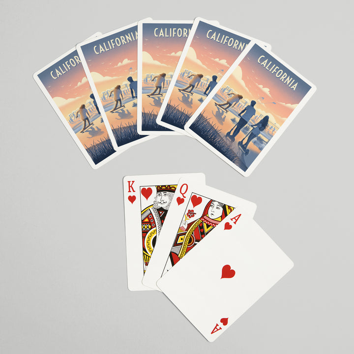 Playing Cards, California, Lithograph, Enjoy the Ride, Longboards and Scooters, 52 Card Deck with Jokers in Box, Unique Art