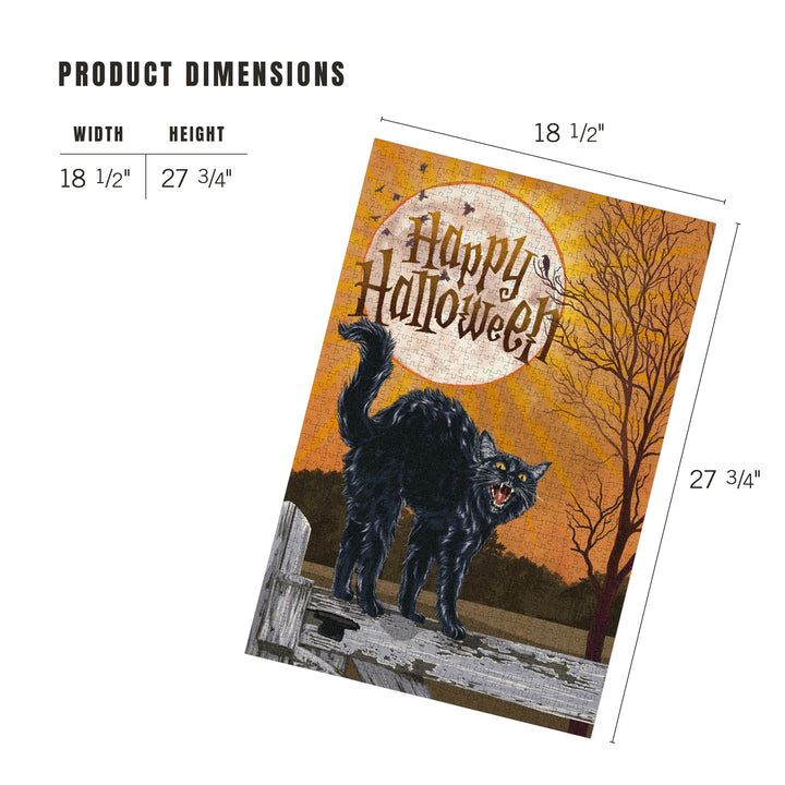 Halloween, Happy Halloween, Black Cat and Moon, 1000 Piece Jigsaw Puzzle