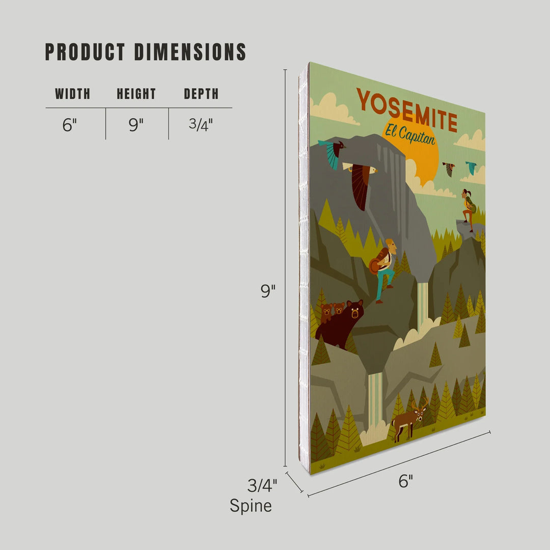 Lined 6x9 Journal, Yosemite National Park, California, El Capitan, Geometric National Park Series, Lay Flat, 193 Pages, FSC paper