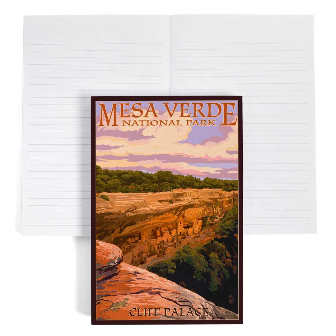 Lined 6x9 Journal, Mesa Verde National Park, Colorado, Cliff Palace at Sunset, Lay Flat, 193 Pages, FSC paper