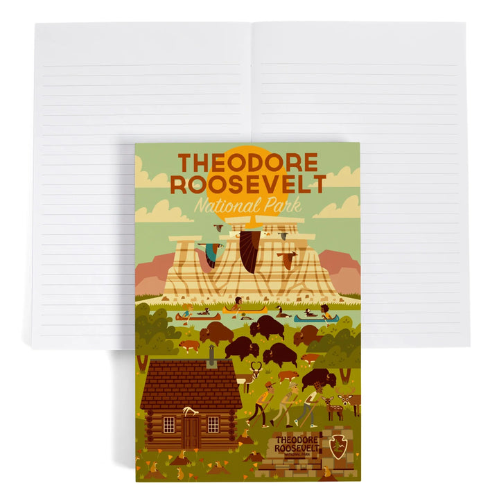 Lined 6x9 Journal, Theodore Roosevelt National Park, North Dakota, Geometric National Park Series, Lay Flat, 193 Pages, FSC paper