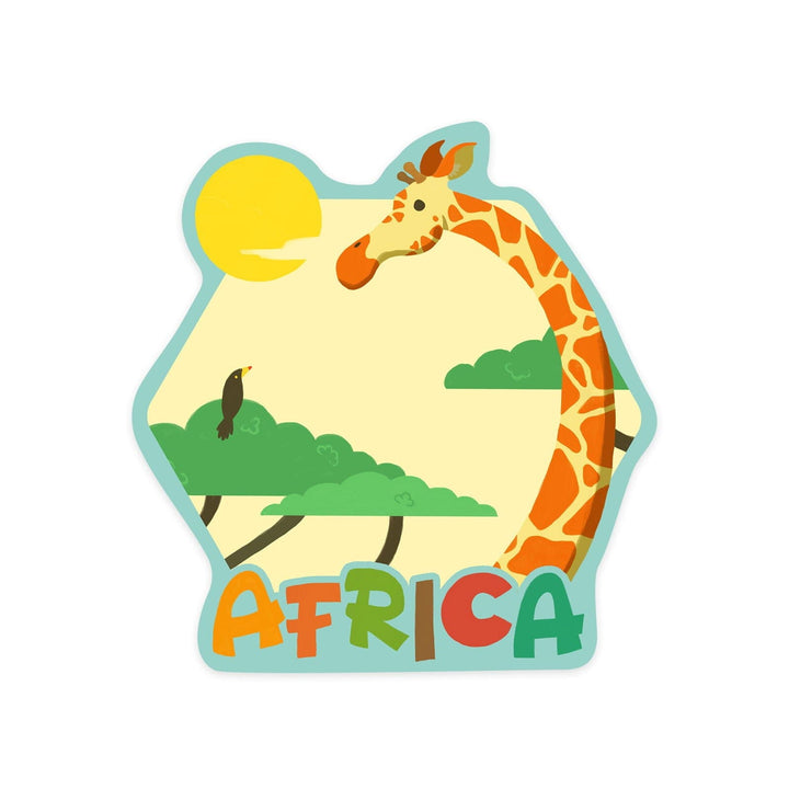 Africa, Giraffe, Playful Vector, Contour, Vinyl Sticker Sticker Lantern Press 