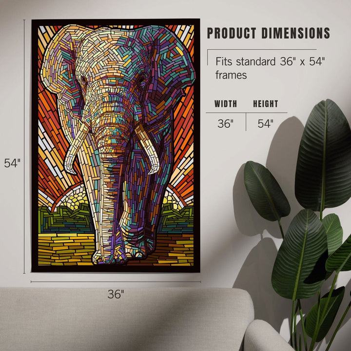 African Elephant, Paper Mosaic, Art & Giclee Prints Art Lantern Press 