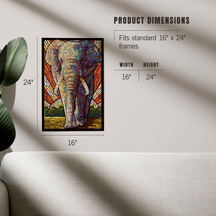 African Elephant, Paper Mosaic, Art & Giclee Prints Art Lantern Press 