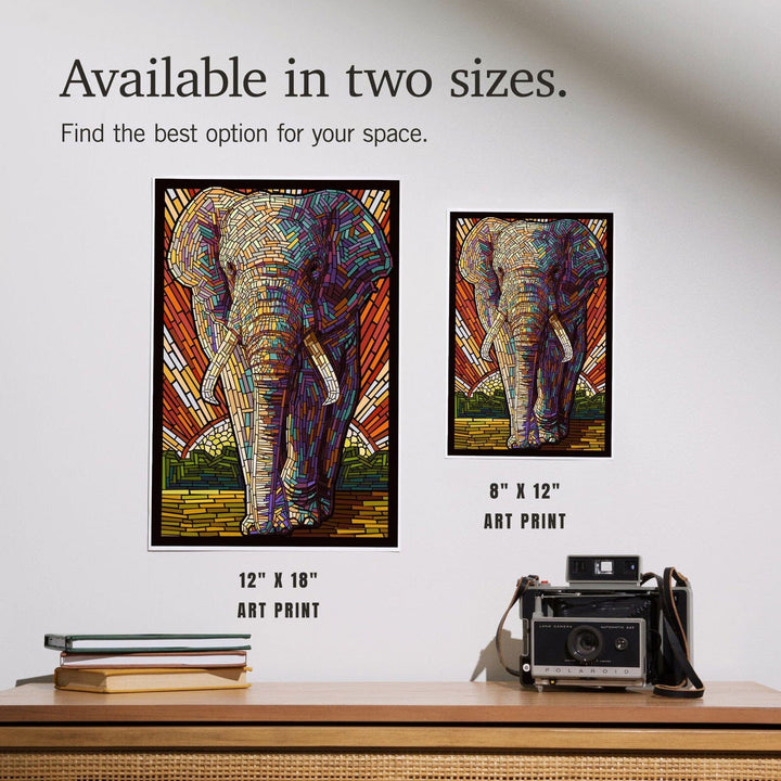 African Elephant, Paper Mosaic, Art & Giclee Prints Art Lantern Press 