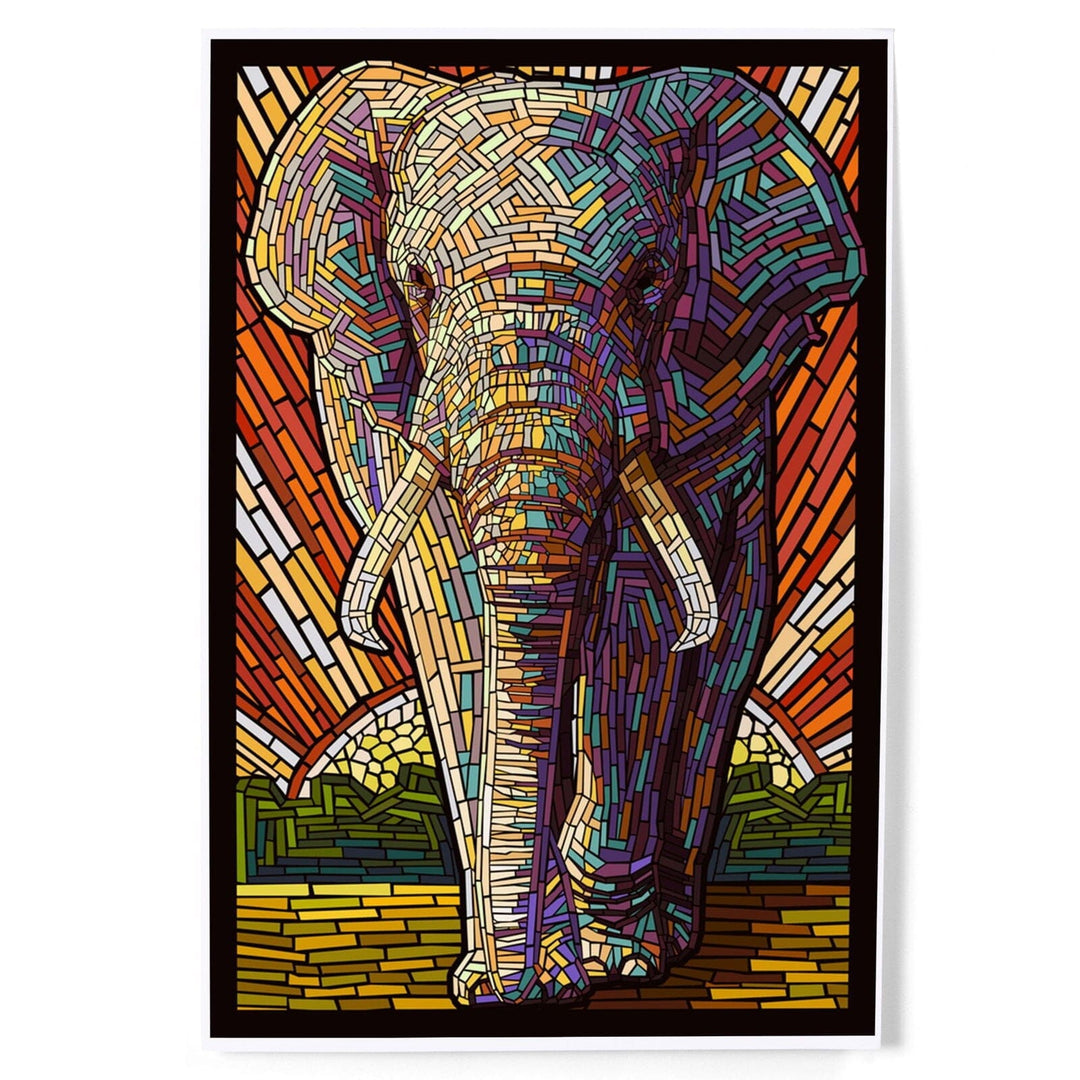 African Elephant, Paper Mosaic, Art & Giclee Prints Art Lantern Press 