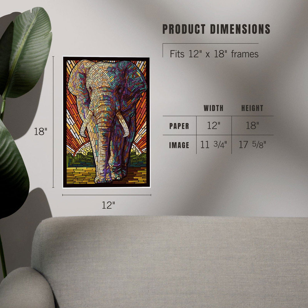 African Elephant, Paper Mosaic, Art & Giclee Prints Art Lantern Press 