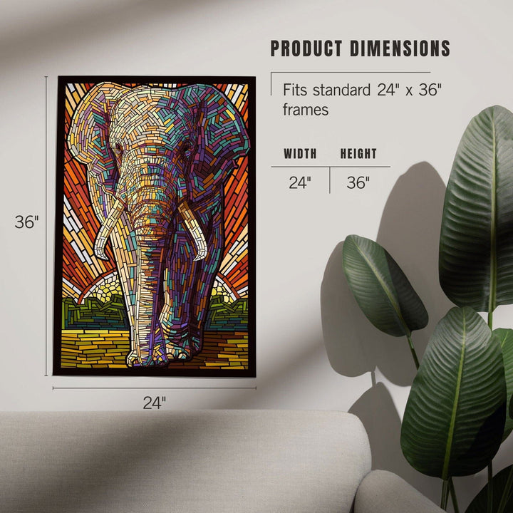 African Elephant, Paper Mosaic, Art & Giclee Prints Art Lantern Press 