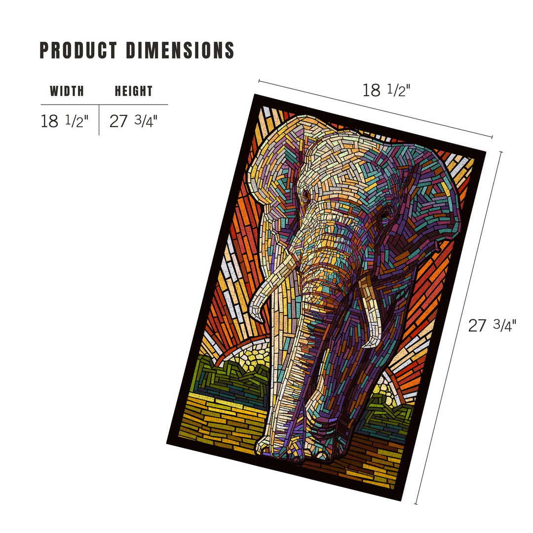 African Elephant, Paper Mosaic, Jigsaw Puzzle Puzzle Lantern Press 