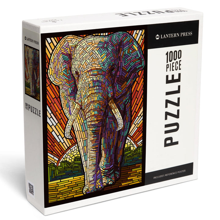 African Elephant, Paper Mosaic, Jigsaw Puzzle Puzzle Lantern Press 