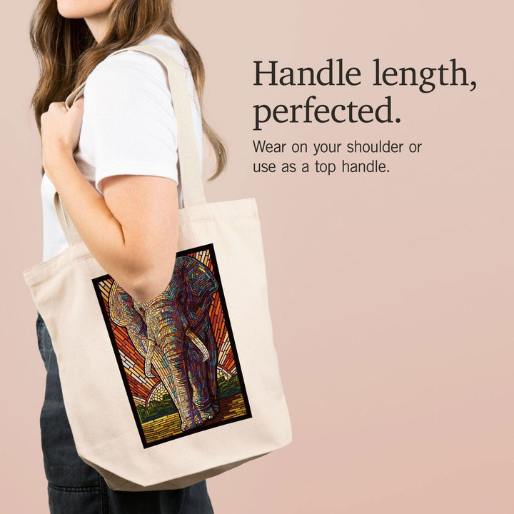 African Elephant, Paper Mosaic, Lantern Press Artwork, Tote Bag Totes Lantern Press 