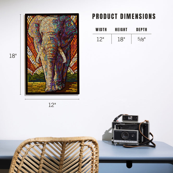 African Elephant, Paper Mosaic, Lantern Press Artwork, Wood Signs and Postcards Wood Lantern Press 