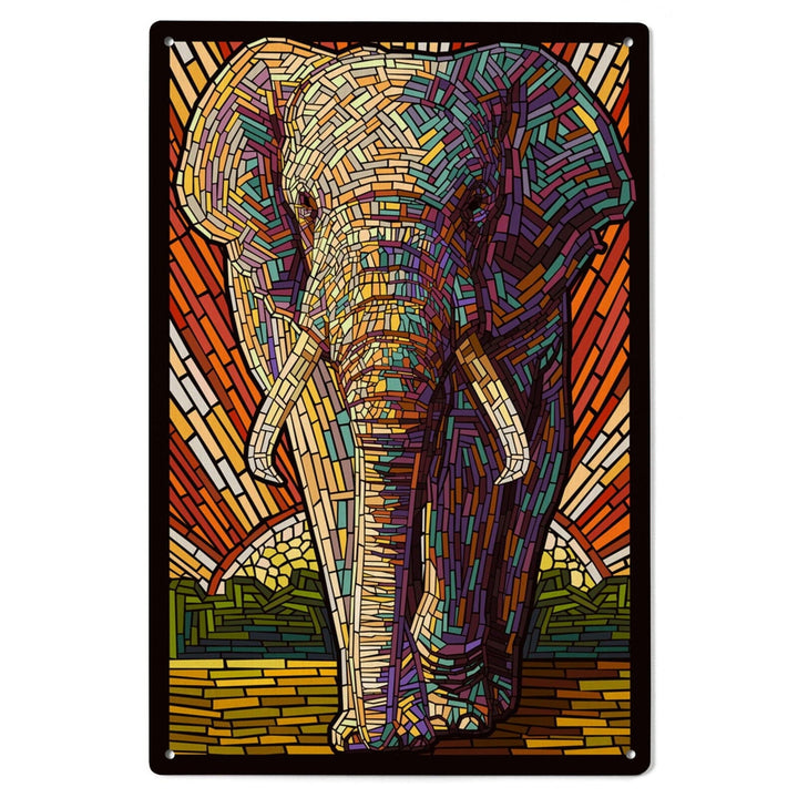 African Elephant, Paper Mosaic, Lantern Press Artwork, Wood Signs and Postcards Wood Lantern Press 