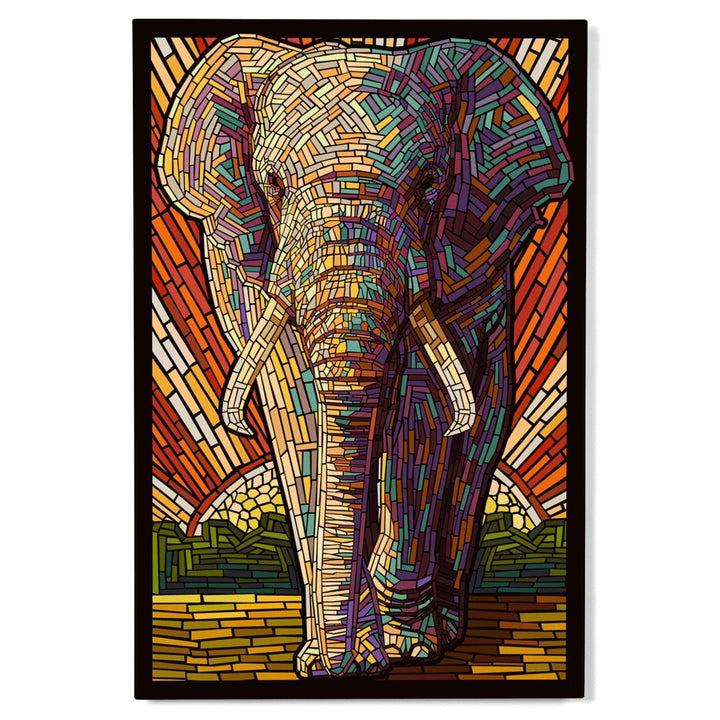 African Elephant, Paper Mosaic, Lantern Press Artwork, Wood Signs and Postcards Wood Lantern Press 