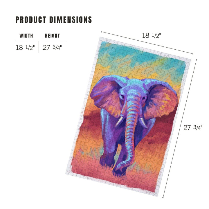 African Elephant, Vivid, Jigsaw Puzzle Puzzle Lantern Press 