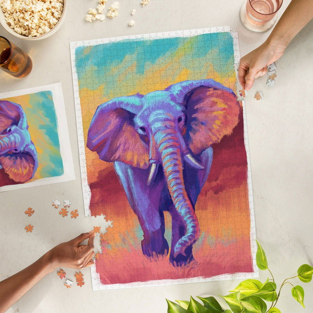 African Elephant, Vivid, Jigsaw Puzzle Puzzle Lantern Press 