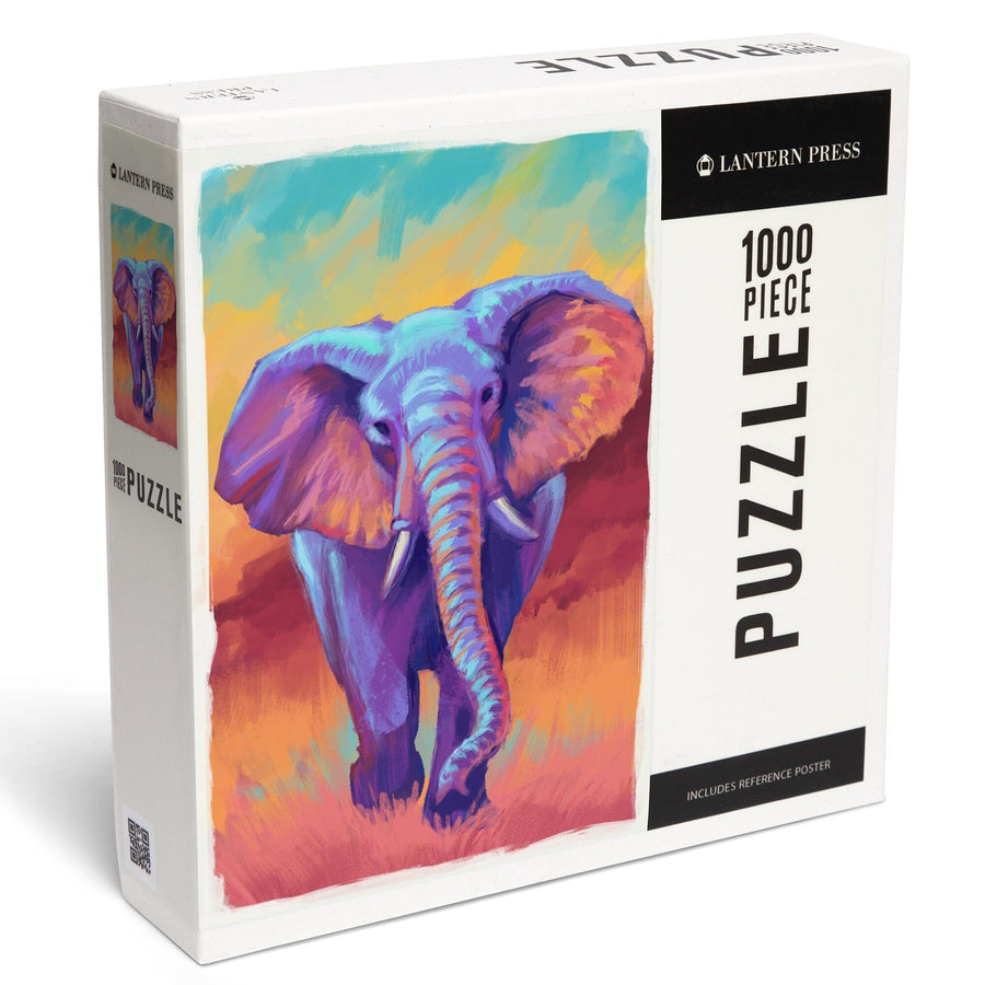 African Elephant, Vivid, Jigsaw Puzzle Puzzle Lantern Press 