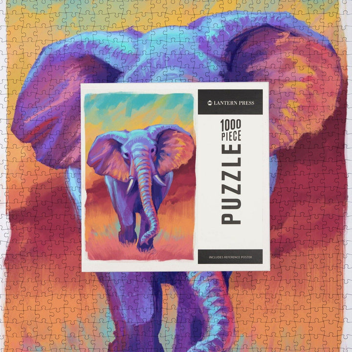 African Elephant, Vivid, Jigsaw Puzzle Puzzle Lantern Press 