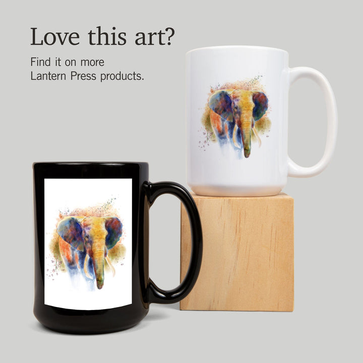 African Elephant, Watercolor, Lantern Press Artwork, Ceramic Mug Mugs Lantern Press 